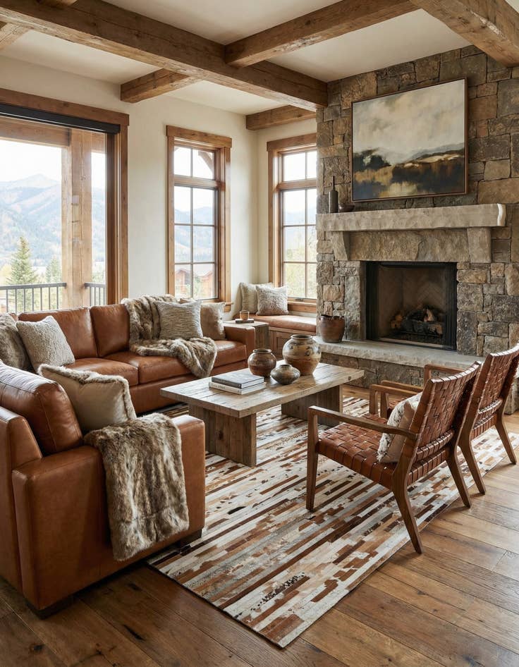 Detail image of 8' 1 x 10' Cowhide Leather Rug