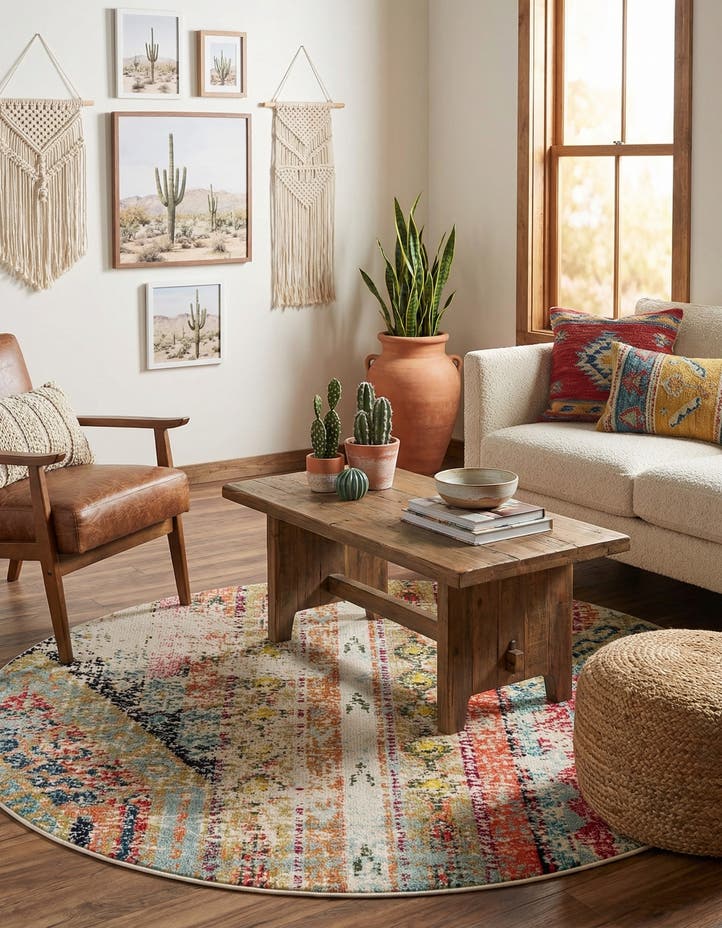 5' x 5' Washable Mesa Round Rug