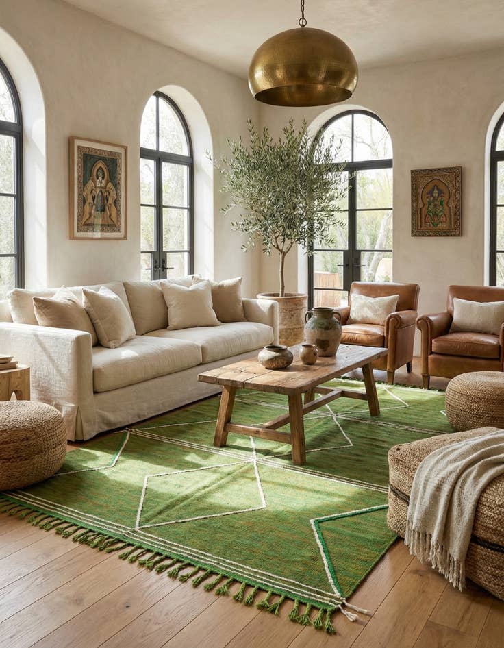 Detail image of 6' 8 x 10'  Hand Knotted Moroccan Wool Rug