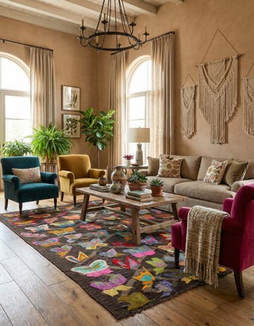 5' 2 x 7' 10 Hand Woven Kilim Suzani Wool Rug
