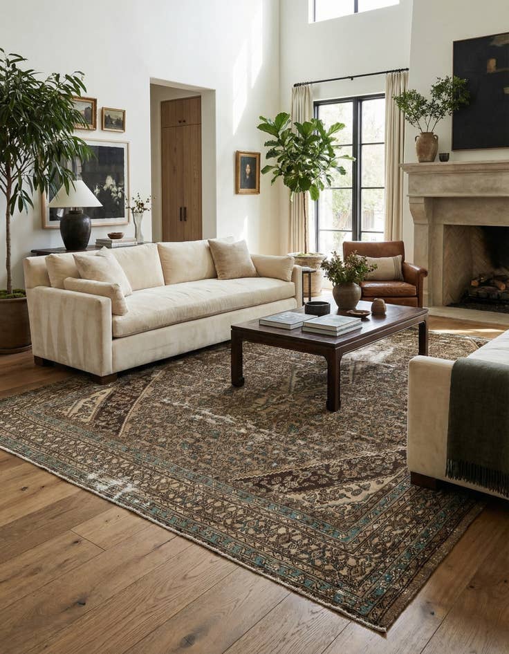 Detail image of 10' 5 x 11' 2  Hand Knotted Ultra Vintage Persian Wool Square Rug