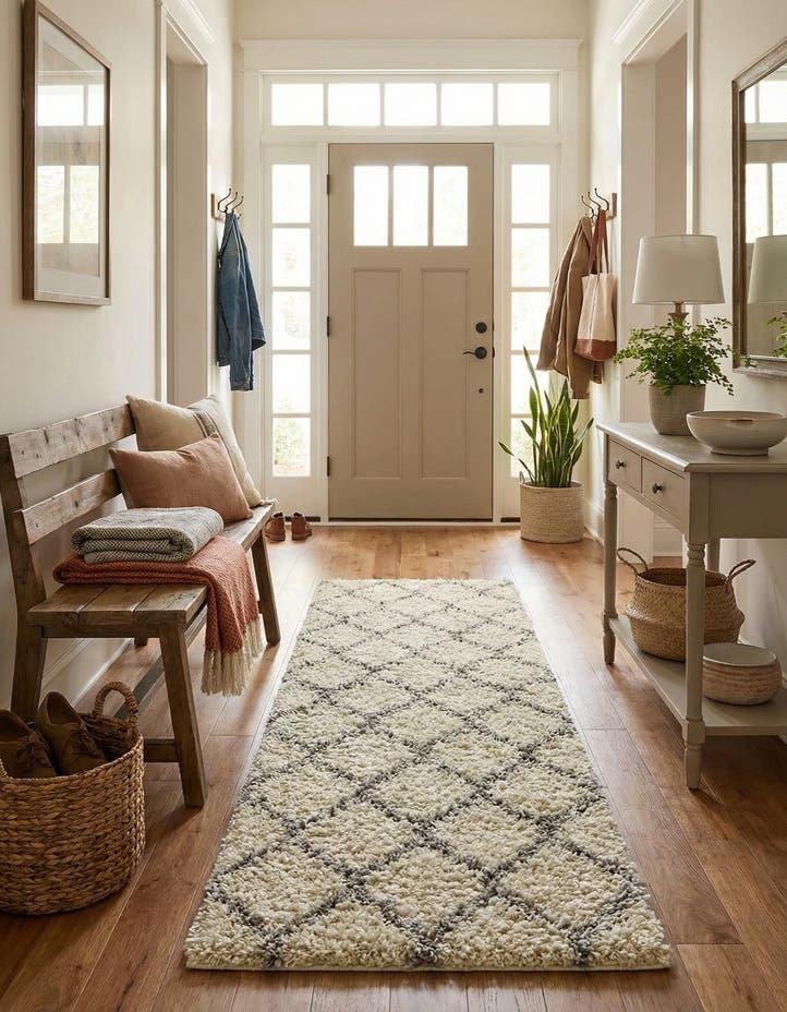 2' x 8' Lattice Shag Runner Rug