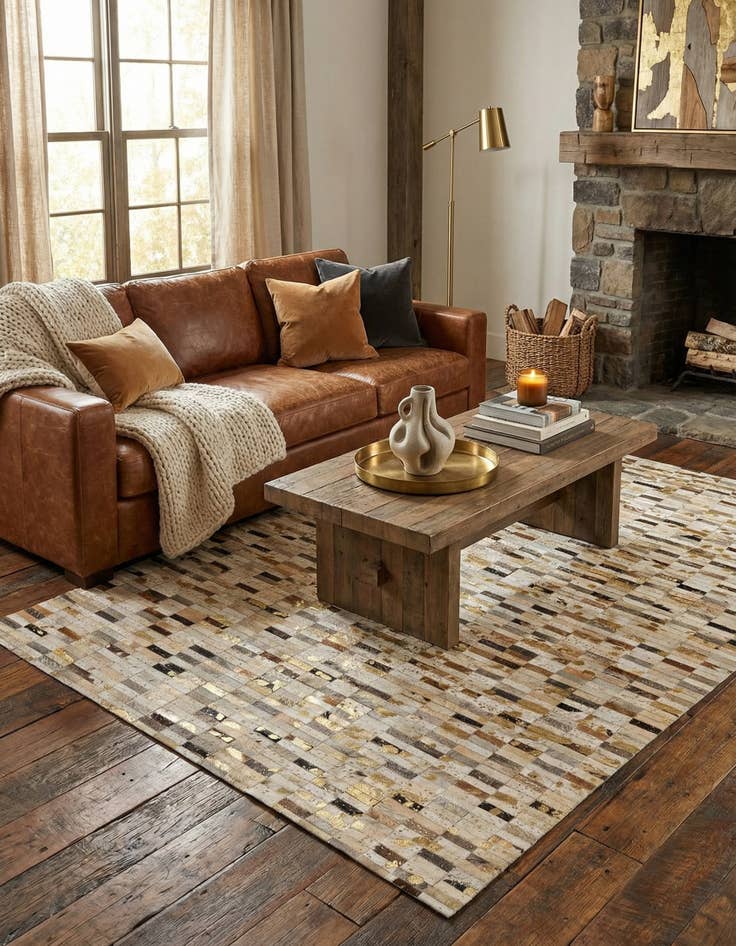 Detail image of  4' 11 x 7' 11 Cowhide - Patchwork Rug