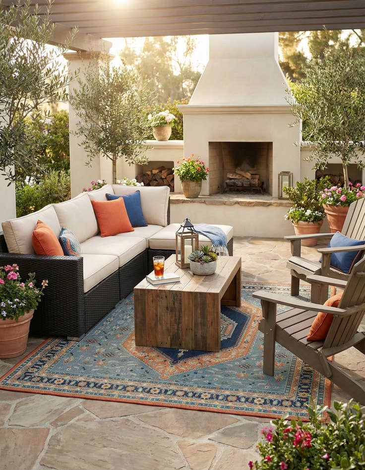 Detail image of 10' x 10'  Washable Baja Indoor / Outdoor Square Rug