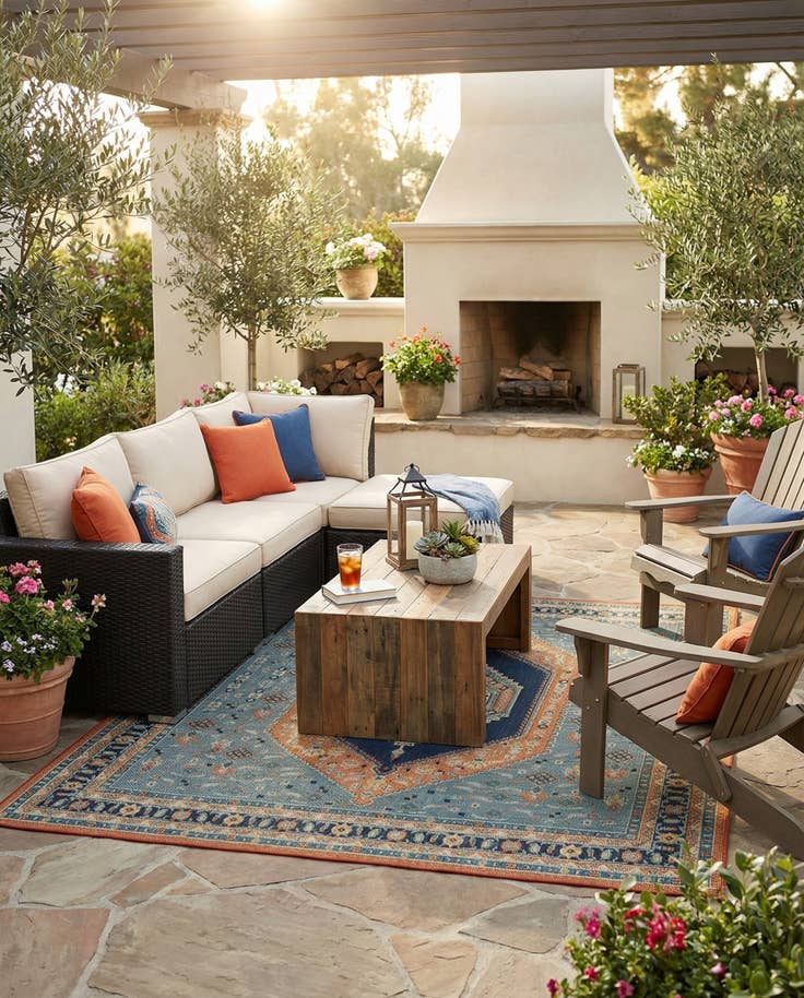 Detail image of 10' x 10' Easy-Clean Baja Indoor / Outdoor Square Rug