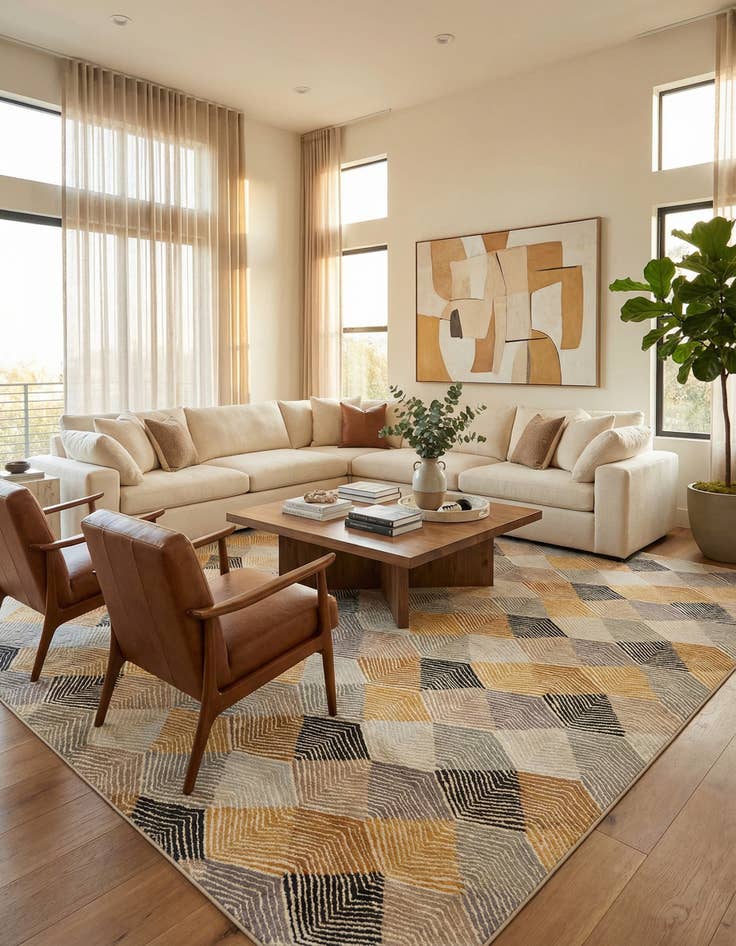 Detail image of 10' x 14' Easy-Clean Modern Indoor / Outdoor Rug