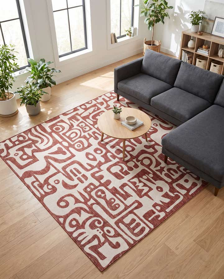 7' 10 x 7' 10 Easy-Clean Modern Indoor / Outdoor Square Rug