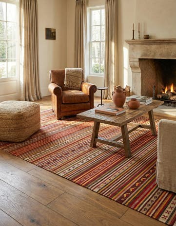 6' 8 x 9' 9 Hand Woven Kilim Fars Wool Rug