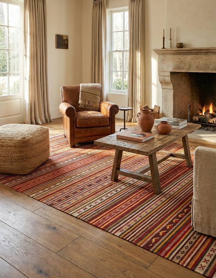 Detail image of 6' 8 x 9' 9  Hand Woven Kilim Fars Wool Rug