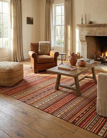 6' 8 x 9' 9 Hand Woven Kilim Fars Wool Rug