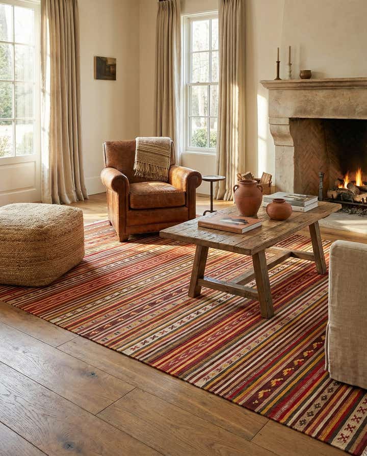 6' 8 x 9' 9 Hand Woven Kilim Fars Wool Rug
