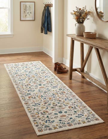 Ivory Blossom Runner Rug