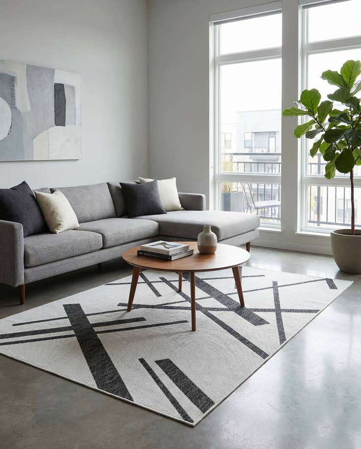 Detail image of 5' 3 x 8' Easy-Clean Modern Indoor / Outdoor Rug