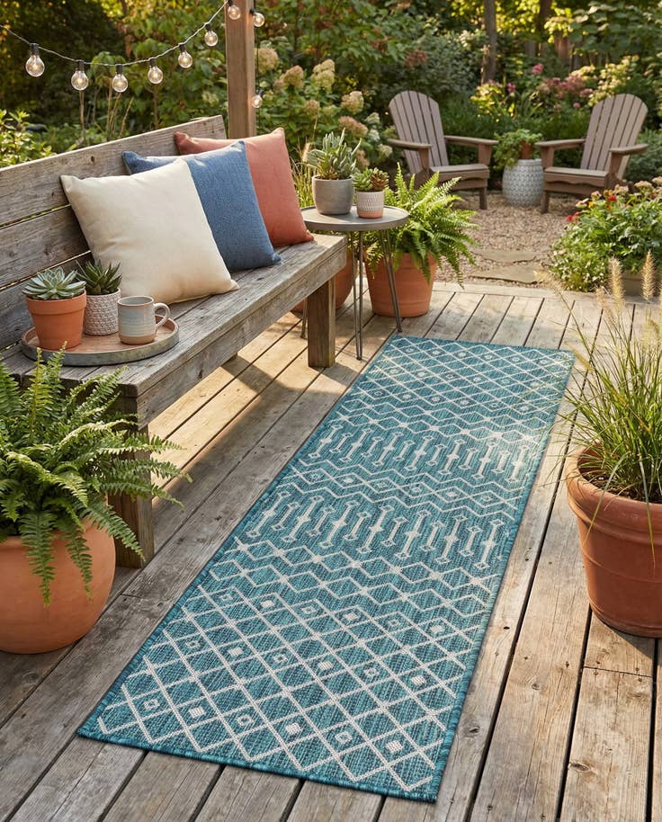 Detail image of 2' x 8' Easy-Clean Lattice Indoor / Outdoor Runner Rug