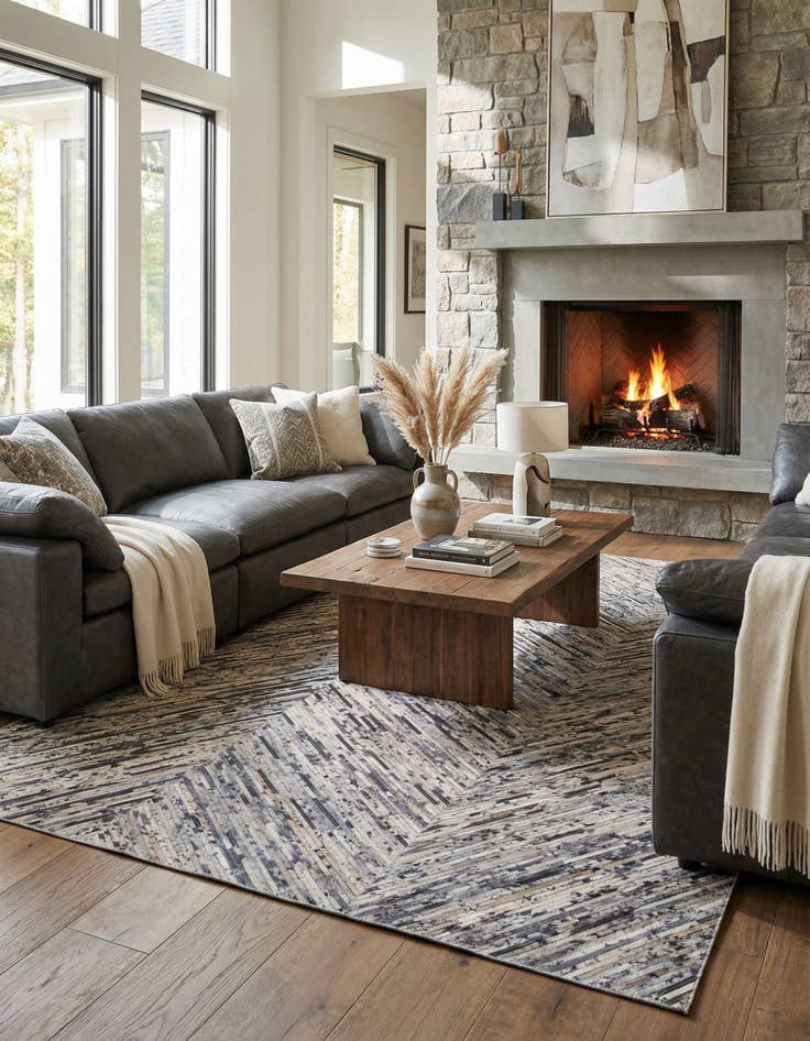 Detail image of 5' x 8' Cowhide Stocks Rug