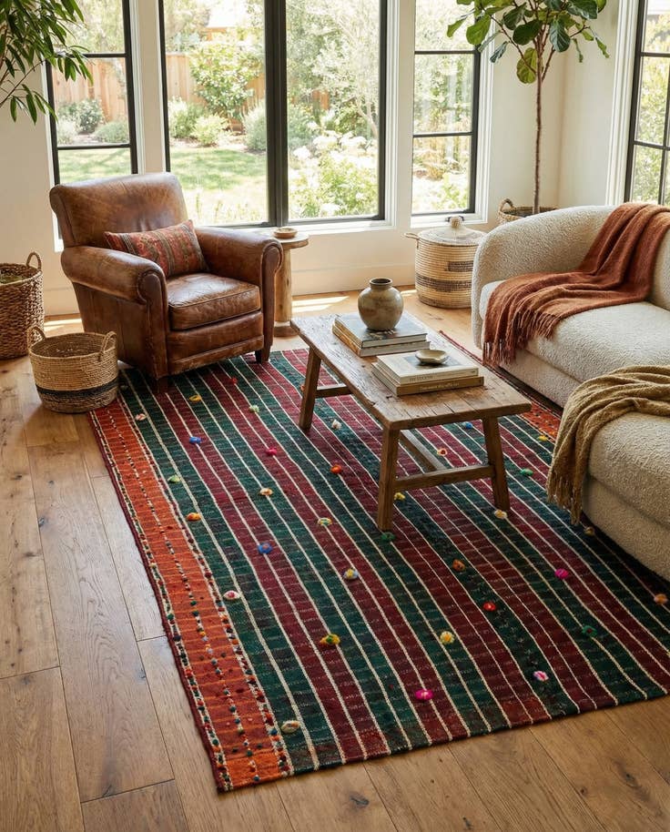 Detail image of 4' 11 x 7' 3 Jajim Wool Rug
