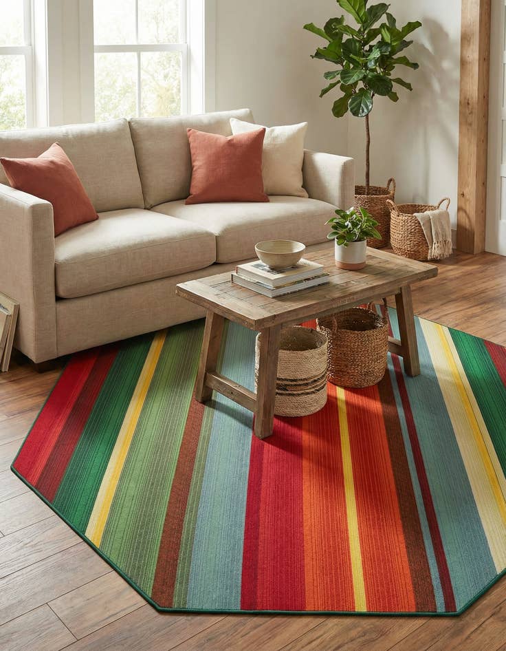 Detail image of 7' 10 x 7' 10  Washable Modern Indoor / Outdoor Octagon Rug