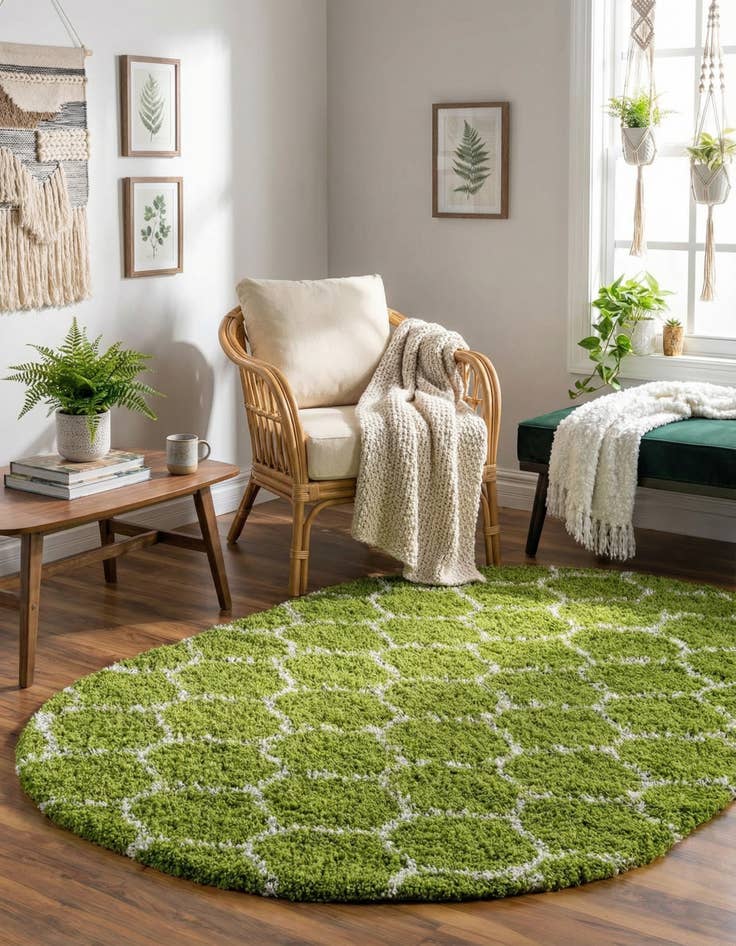 Detail image of 4' x 6' Trellis Shag Oval Rug
