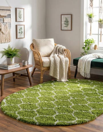 4' x 6' Lattice Shag Oval Rug