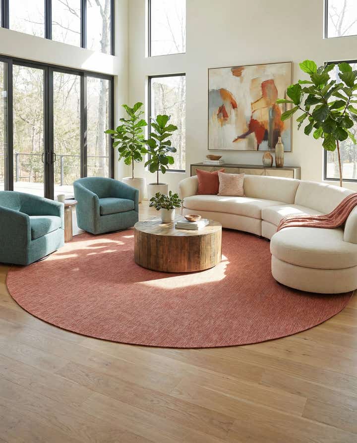 13' x 13' Easy-Clean Solid Indoor / Outdoor Round Rug