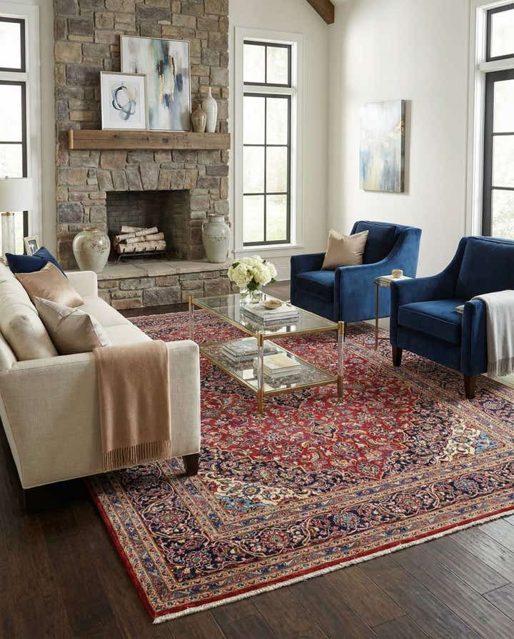 9' 10 x 13' Hand Knotted Kashan Persian Wool Rug