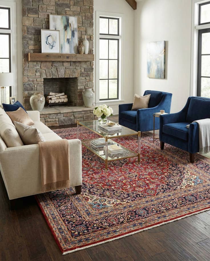 Detail image of 9' 10 x 13' Hand Knotted Kashan Persian Wool Rug