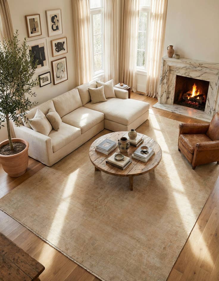 Detail image of  6' 6 x 9'  Hand Knotted Ultra Vintage Persian Wool Rug