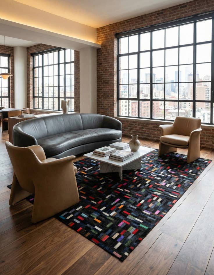 Detail image of  5' 1 x 8' 1 Cowhide - Patchwork Rug