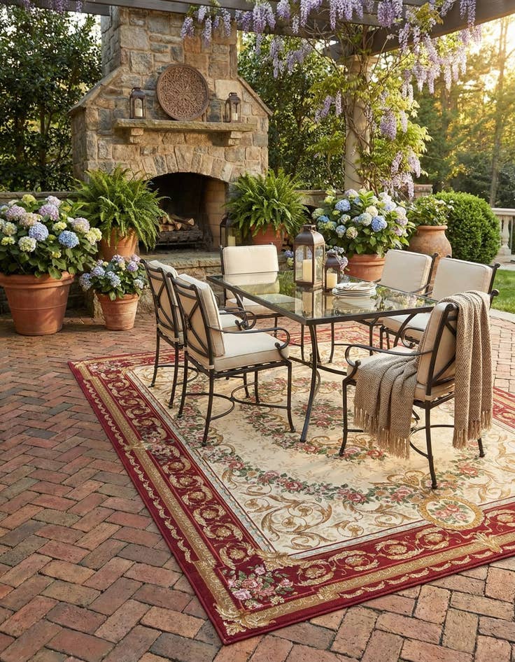 Detail image of 9' x 12' Easy-Clean Traditional Indoor / Outdoor Rug