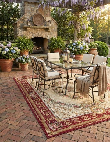 9' x 12' Easy-Clean Traditional Indoor / Outdoor Rug