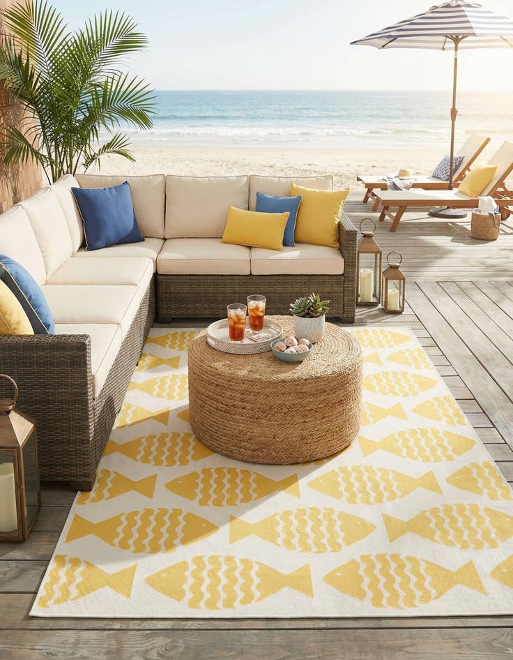 Detail image of 7' 1 x 10'  Washable Coastal Indoor / Outdoor Rug