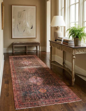 4' 6 x 12' 7 Hand Knotted Ultra Vintage Persian Wool Runner Rug