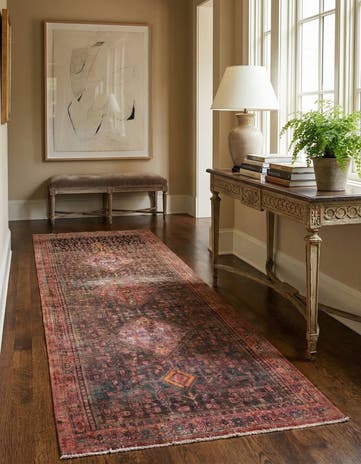 4' 6 x 12' 7 Hand Knotted Ultra Vintage Persian Wool Runner Rug