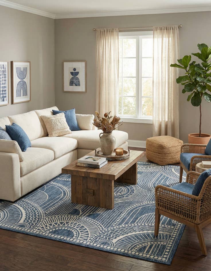 Detail image of  7' 10 x 10'  Washable Traditional Indoor / Outdoor Rug