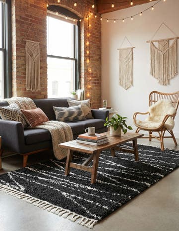 Black and White Serenity Shag Rug