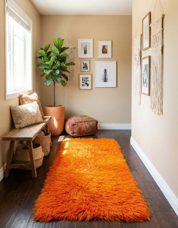 2' 4 x 4' 10 Hand Knotted Moroccan Wool Runner Rug
