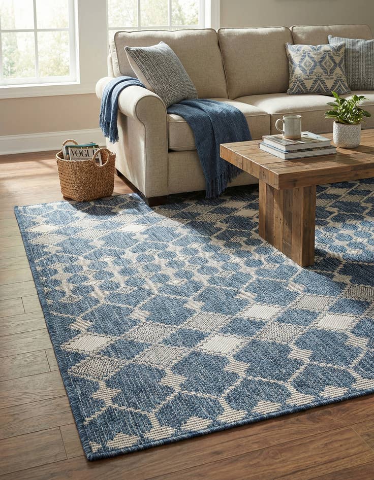 Detail image of  3' x 5' 3  Washable Lattice Indoor / Outdoor Rug
