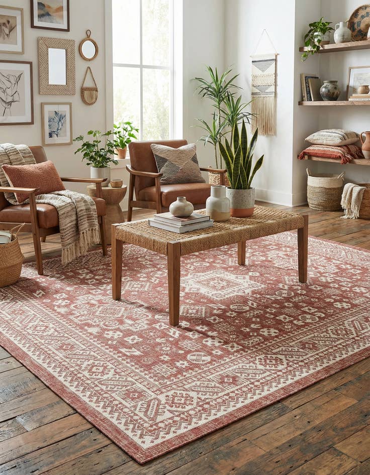 Detail image of 7' 10 x 10'  Washable Aztec Indoor / Outdoor Rug