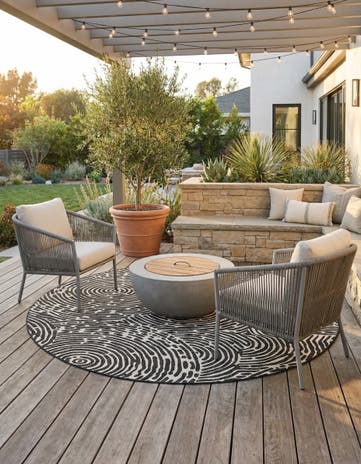 10' x 10' Easy-Clean Modern Indoor / Outdoor Round Rug