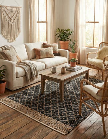 4' 1 x 6' 1 Hand Woven Chindi Trellis Rug