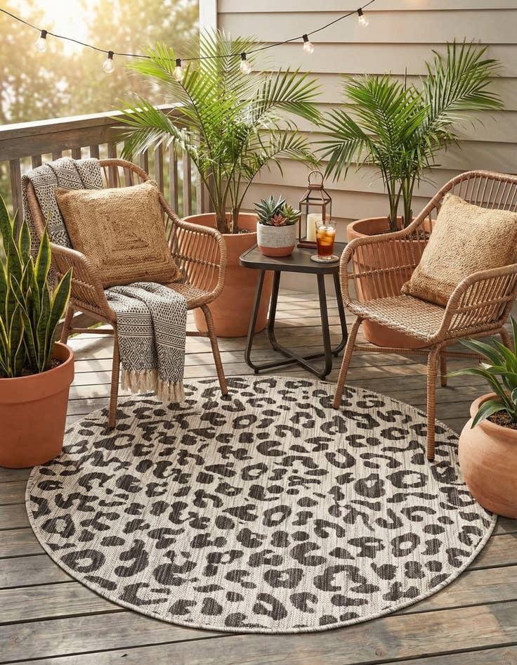Detail image of 4' x 4'  Washable Safari Indoor / Outdoor Round Rug