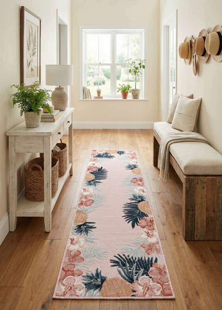 2' 2 x 8' Easy-Clean Botanical Indoor / Outdoor Runner Rug