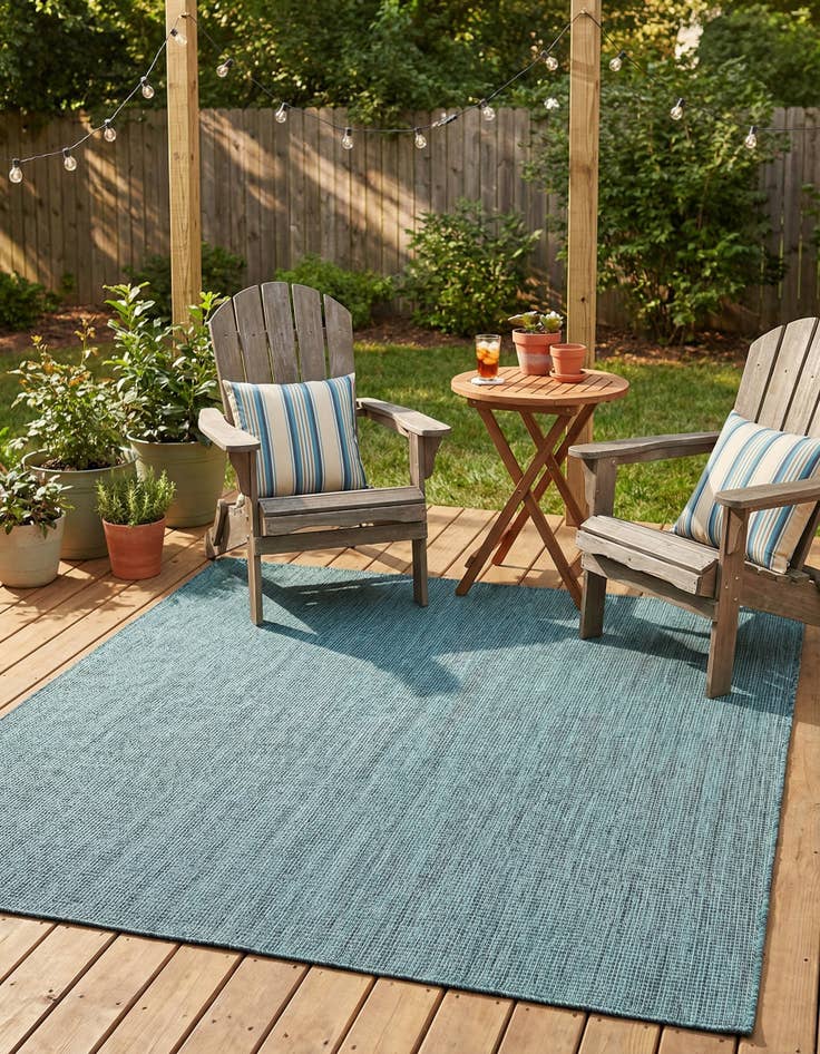 Detail image of 6' 1 x 6' 1  Washable Solid Indoor / Outdoor Square Rug
