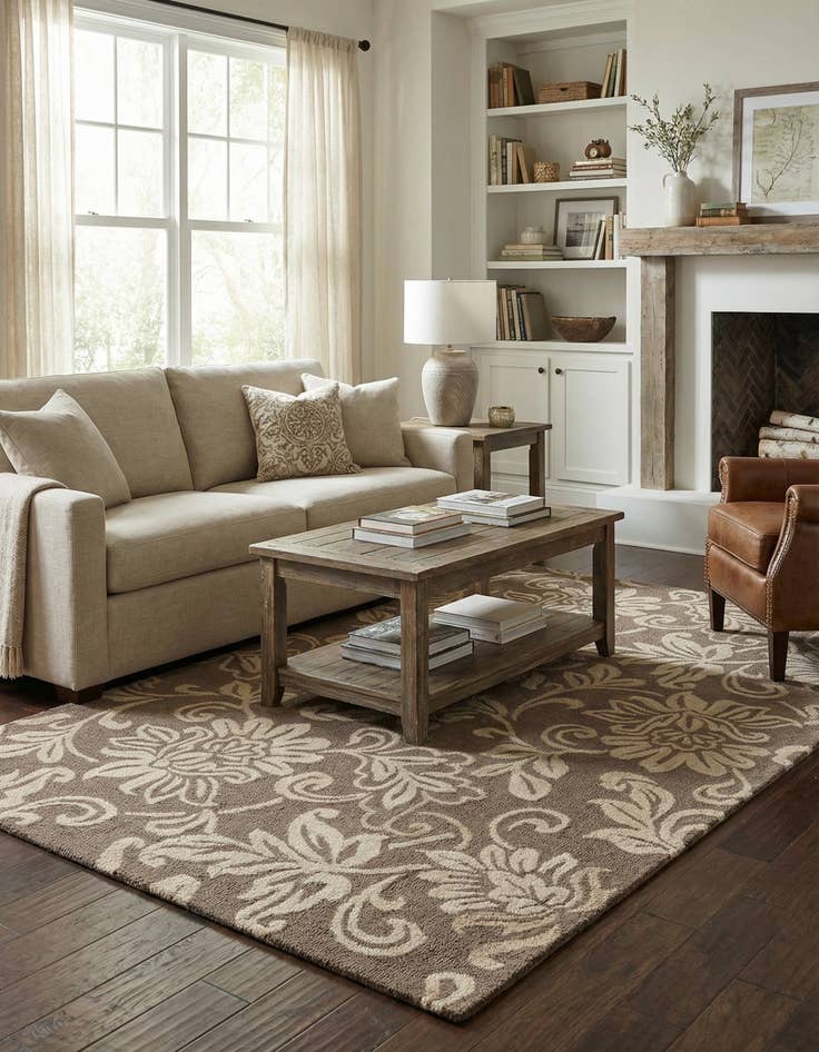 Detail image of 5' 1 x 8' 1 Agra Wool Rug