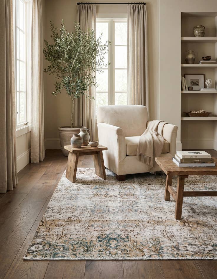 Detail image of 3' 7 x 6' 9  Hand Knotted Ultra Vintage Persian Wool Rug