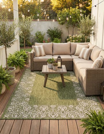7' x 10' Easy-Clean Border Indoor / Outdoor Rug
