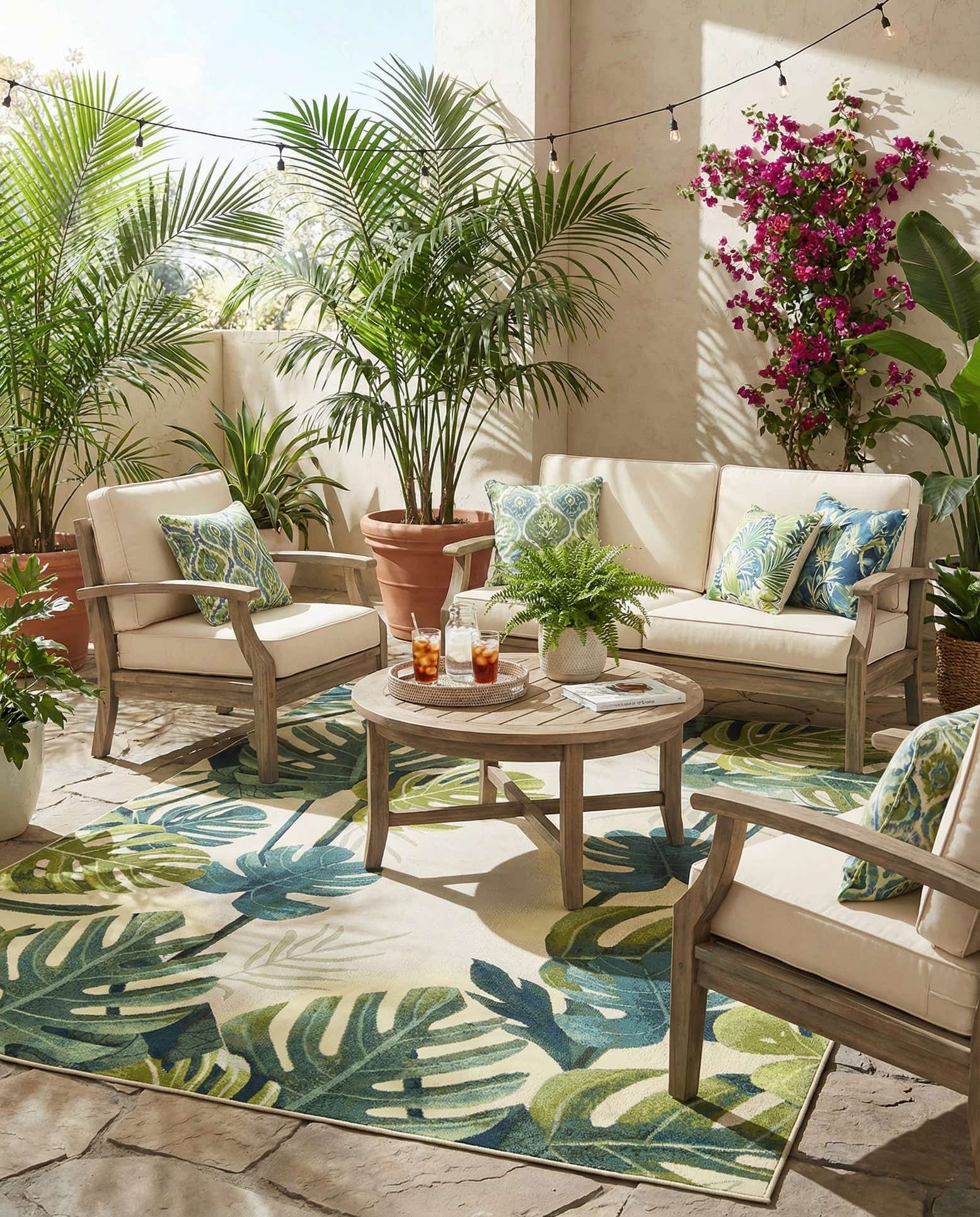 7' 10 x 11' Easy-Clean Botanical Indoor / Outdoor Rug
