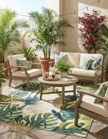 7' 10 x 11' Easy-Clean Botanical Indoor / Outdoor Rug
