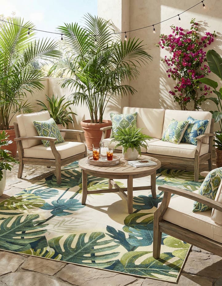 7' 10 x 11' Easy-Clean Botanical Indoor / Outd...