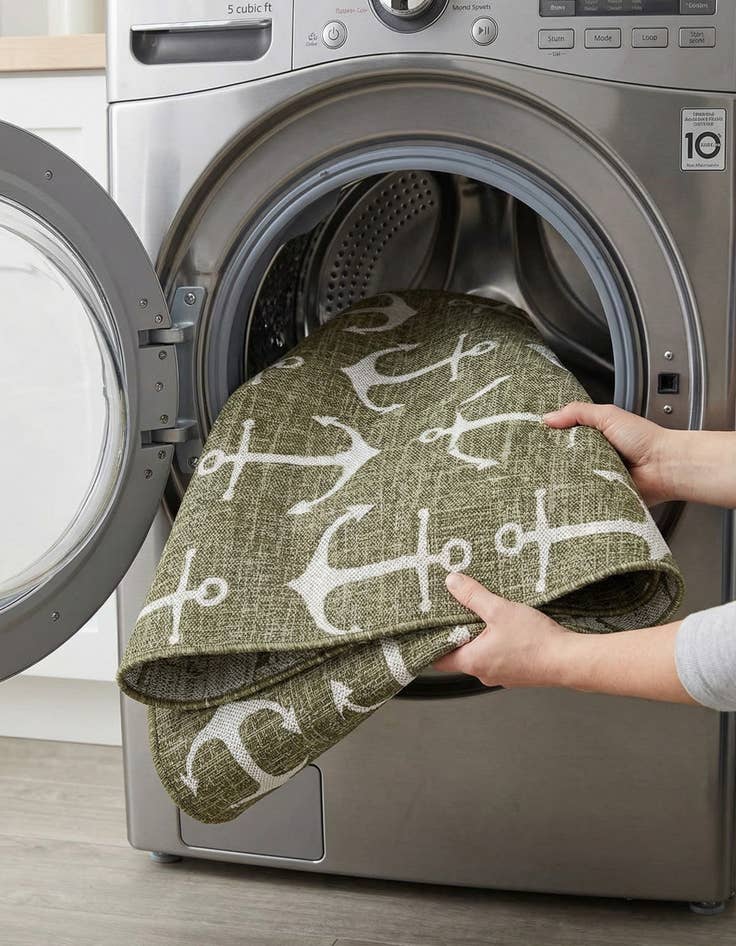 Detail image of 7' 10 x 10'  Washable Coastal Indoor / Outdoor Oval Rug